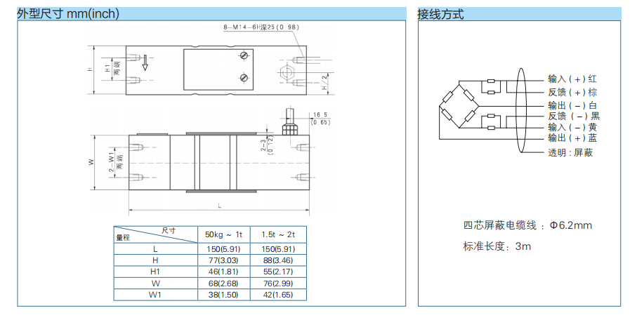 三梁式稱重傳感器B6G5/H6G5